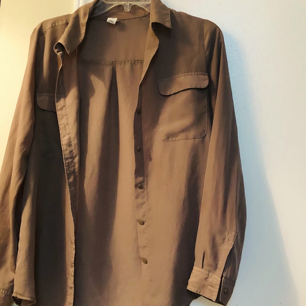 Taupe Button Up Blouse